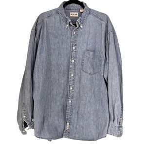 Vintage 90’s GAP Shirt Mens XL Blue Denim Button Down Long Sleeve Y2K